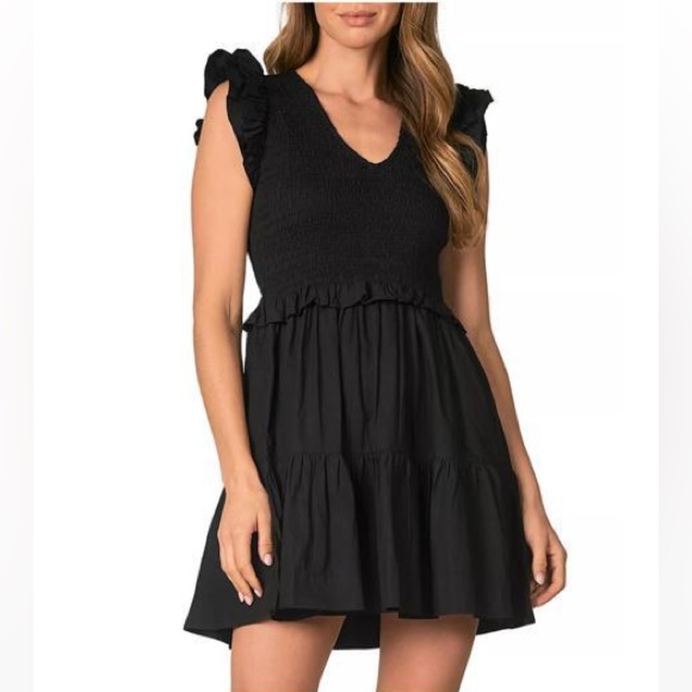 ELAN***Ruched Black Dress***Small $118
